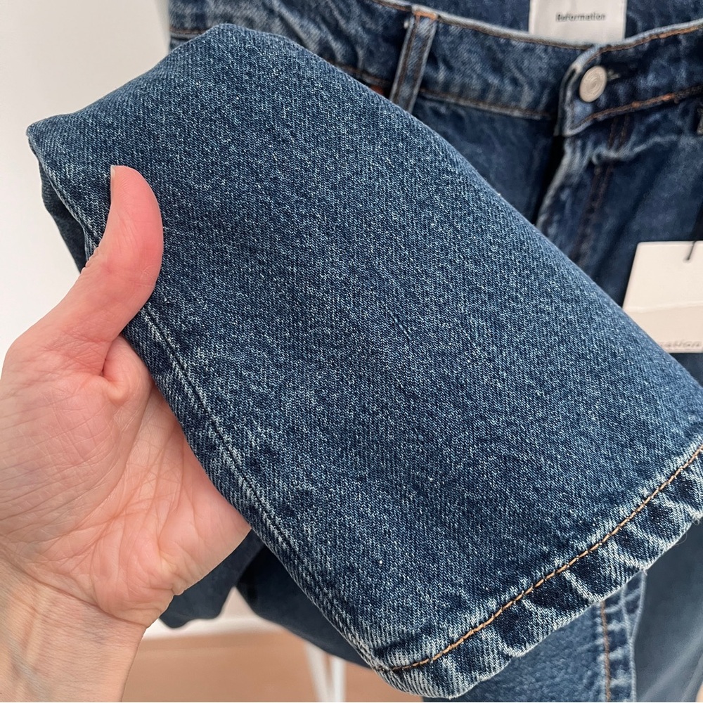 Reformation Addyson high rise wide leg jeans 27 ozark blue rigid denim NWT - Picture 3 of 15